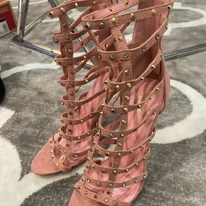 Jeweled Cage Dusty Rose Color Heels